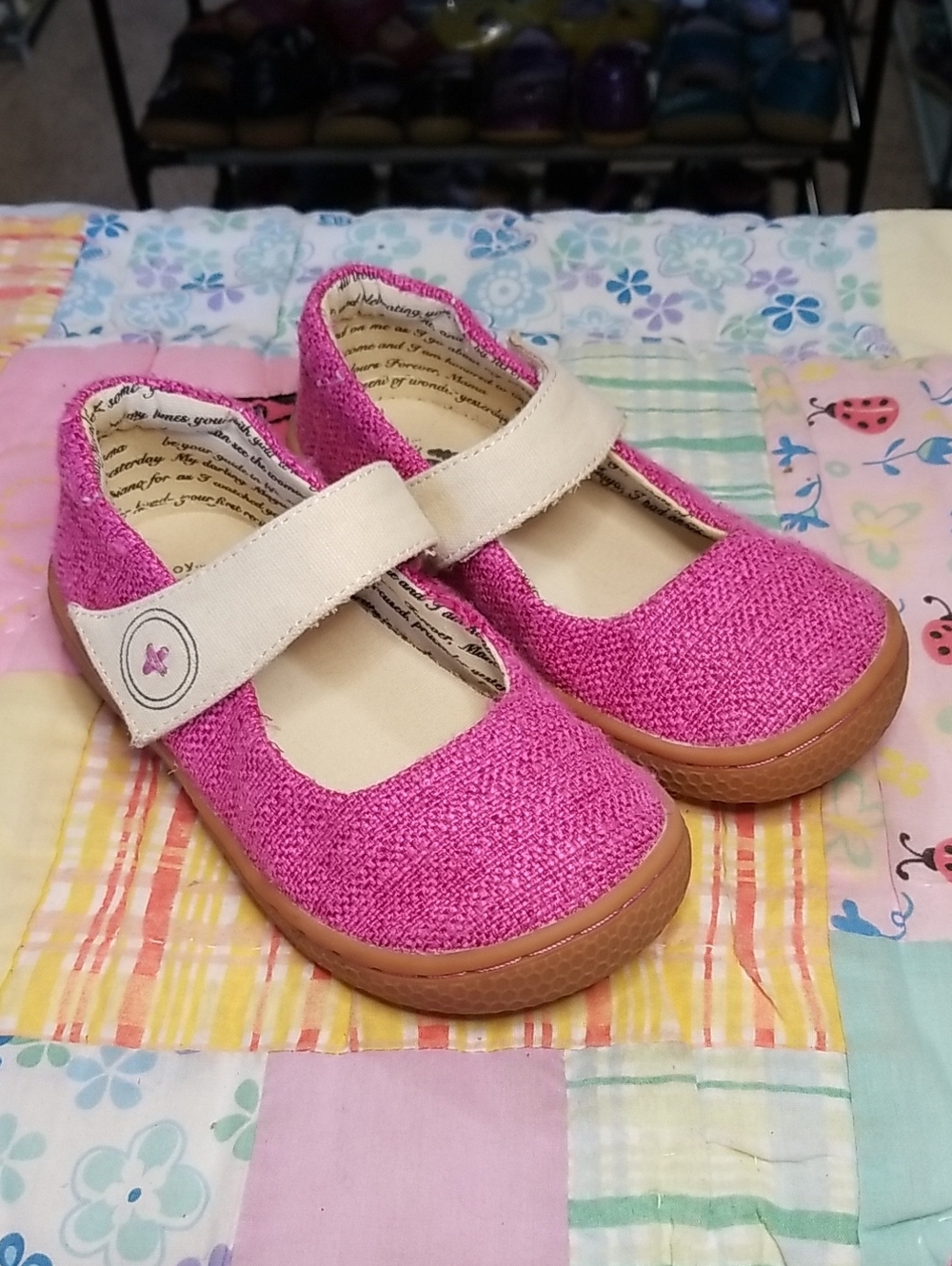 Livie & Luca Hot Pink Mary Janes with Cream Strap Size 10 Carta II In Pink Punch